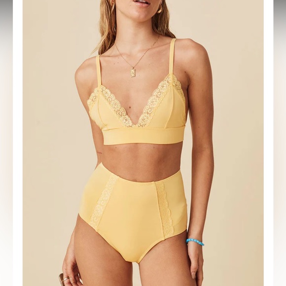 NWT Spell Yellow Boudoir bottoms and bra top Small and Medium - Picture 1 of 3